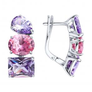 Серебряные серьги SOKOLOV с фианитом 94026802 фото