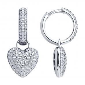 Серебряные серьги-трансформеры SOKOLOV с фианитом 94026803 фото