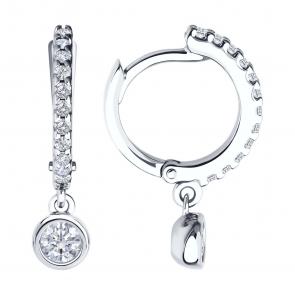Серебряные серьги SOKOLOV с фианитом 94026804 фото