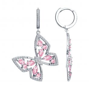 Серебряные серьги SOKOLOV с фианитом 94026807 фото