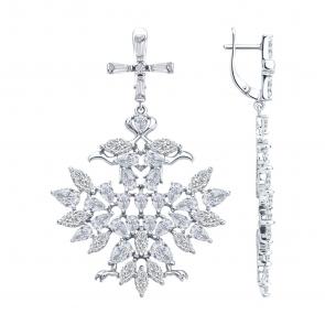 Серебряные серьги SOKOLOV с фианитом 94026808 фото