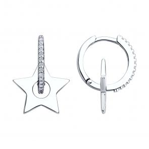 Серебряные серьги-трансформеры SOKOLOV с фианитом 94026810 фото