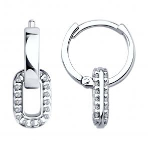Серебряные серьги-трансформеры SOKOLOV с фианитом 94026813 фото