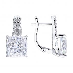 Серебряные серьги SOKOLOV с фианитом 94026820 фото