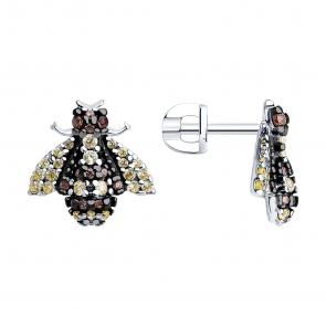 Серебряные серьги SOKOLOV с фианитом 94026828 фото