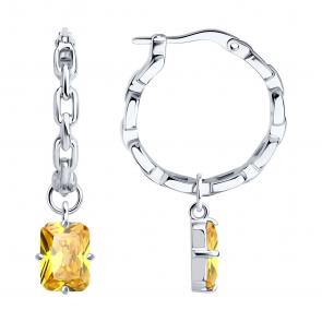 Серебряные серьги-трансформеры SOKOLOV с фианитом 94026830 фото