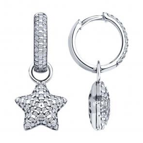 Серебряные серьги-трансформеры SOKOLOV с фианитом 94026850 фото