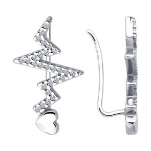 Серебряные серьги SOKOLOV с фианитом 94026860 фото