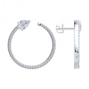 Серебряные серьги SOKOLOV с фианитом 94026878 фото