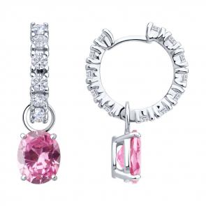 Серебряные серьги-трансформеры SOKOLOV с фианитом 94026882 фото