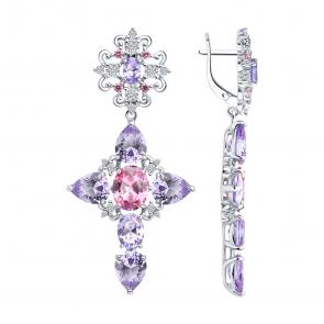 Серебряные серьги SOKOLOV с фианитом 94026883 фото