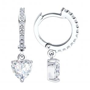 Серебряные серьги SOKOLOV с фианитом 94026905 фото