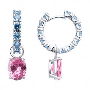 Серебряные серьги-трансформеры SOKOLOV с фианитом 94026918 фото