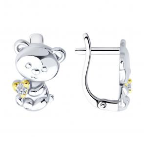 Серебряные серьги SOKOLOV с фианитом 94027004 фото