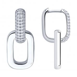 Серебряные серьги-трансформеры SOKOLOV с фианитом 94027016 фото