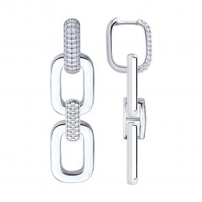 Серебряные серьги-трансформеры SOKOLOV с фианитом 94027017 фото