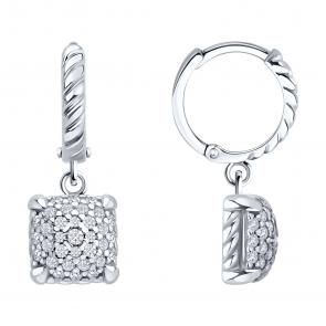 Серебряные серьги SOKOLOV с фианитом 94027021 фото