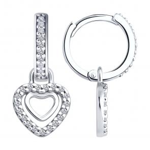 Серебряные серьги-трансформеры SOKOLOV с фианитом 94027023 фото