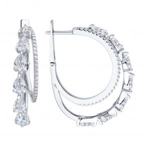 Серебряные серьги SOKOLOV с фианитом 94027027 фото