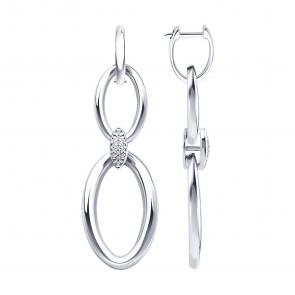 Серебряные серьги-трансформеры SOKOLOV с фианитом 94027028 фото