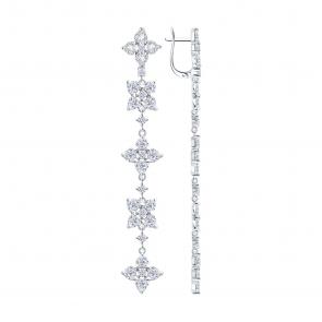 Серебряные серьги SOKOLOV с фианитом 94027035 фото