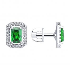 Серебряные серьги SOKOLOV с фианитом 94027037 фото