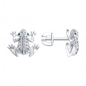 Серебряные серьги SOKOLOV с фианитом 94027043 фото