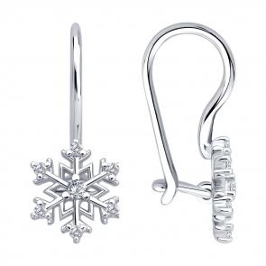 Серебряные серьги SOKOLOV с фианитом 94027046 фото