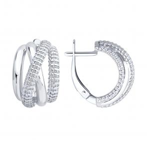 Серебряные серьги SOKOLOV с фианитом 94027051 фото