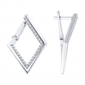 Серебряные серьги SOKOLOV с фианитом 94027068 фото