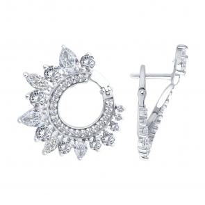 Серебряные серьги SOKOLOV с фианитом 94027076 фото