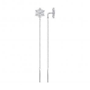 Серебряные серьги SOKOLOV с фианитом 94027083 фото