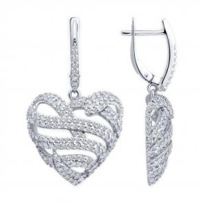 Серебряные серьги Символ года Змея SOKOLOV с фианитом 94027093 фото