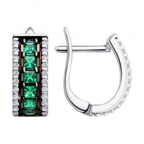 Серебряные серьги SOKOLOV с фианитом 94027097 фото