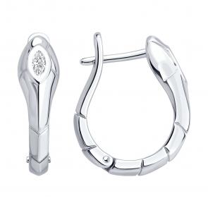 Серебряные серьги Символ года Змея SOKOLOV с фианитом 94027115 фото