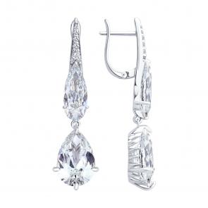 Серебряные серьги SOKOLOV с фианитом 94027145 фото