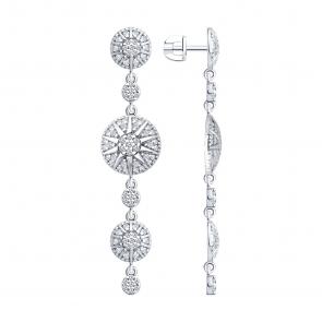 Серебряные серьги SOKOLOV с фианитом 94027149 фото