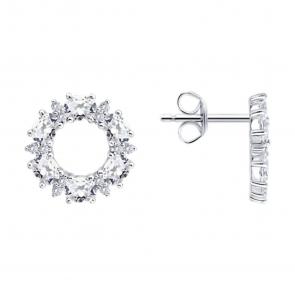 Серебряные серьги SOKOLOV с фианитом 94027190-91 фото