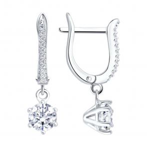 Серебряные серьги SOKOLOV с фианитом 94027195-91 фото