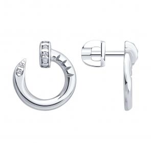 Серебряные серьги SOKOLOV с фианитом 94027198 фото