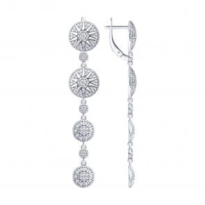 Серебряные серьги SOKOLOV с фианитом 94027200 фото