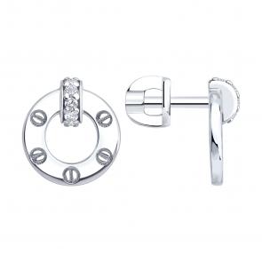 Серебряные серьги SOKOLOV с фианитом 94027201 фото