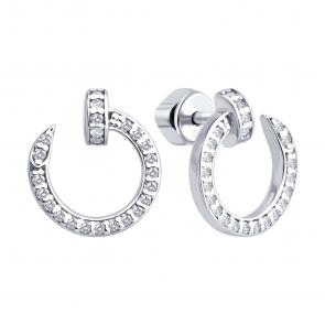 Серебряные серьги SOKOLOV с фианитом 94027213 фото