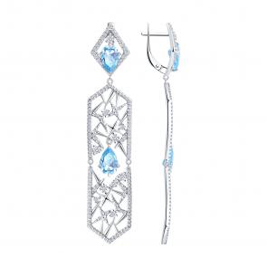 Серебряные серьги SOKOLOV с фианитом 94027219 фото