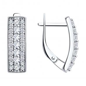 Серебряные серьги SOKOLOV с фианитом 94027265 фото