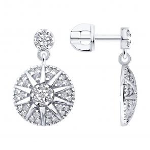 Серебряные серьги SOKOLOV с фианитом 94027272 фото