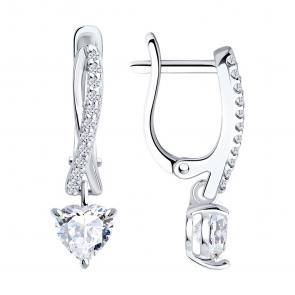 Серебряные серьги SOKOLOV с фианитом 94027289 фото