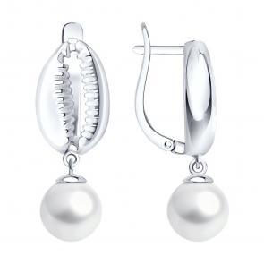 Серебряные серьги SOKOLOV с жемчугом 94027322 фото