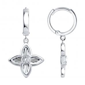 Серебряные серьги SOKOLOV с фианитом 94027338 фото