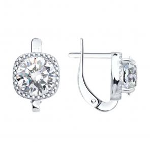 Серебряные серьги SOKOLOV с фианитом 94027339 фото